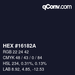 Color code: HEX #16182A | qconv.com