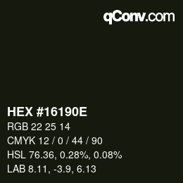 Color code: HEX #16190E | qconv.com