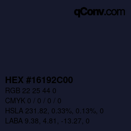 Color code: HEX #16192C00 | qconv.com