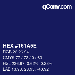 Color code: HEX #161A5E | qconv.com