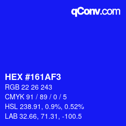 Color code: HEX #161AF3 | qconv.com