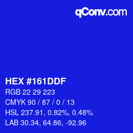 颜色代码: HEX #161DDF | qconv.com