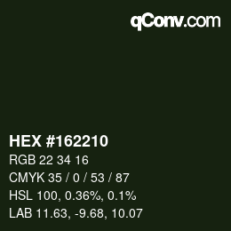 Color code: HEX #162210 | qconv.com