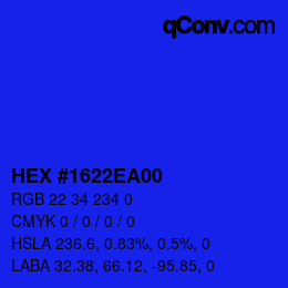 Color code: HEX #1622EA00 | qconv.com