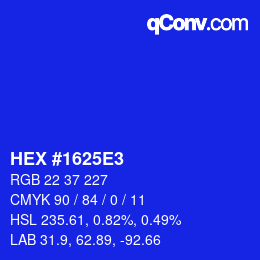 カラーコード: HEX #1625E3 | qconv.com