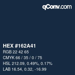 颜色代码: HEX #162A41 | qconv.com