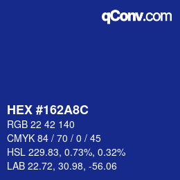 Color code: HEX #162A8C | qconv.com