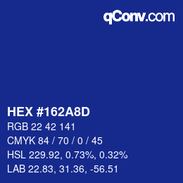 カラーコード: HEX #162A8D | qconv.com