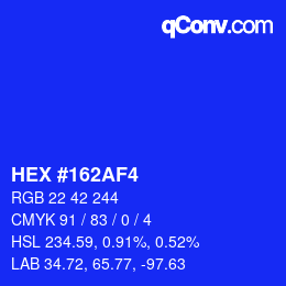 Color code: HEX #162AF4 | qconv.com