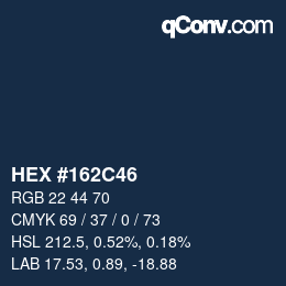 Color code: HEX #162C46 | qconv.com