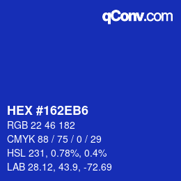 Color code: HEX #162EB6 | qconv.com