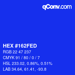 Color code: HEX #162FED | qconv.com