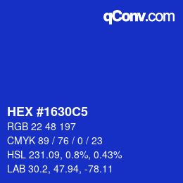 Color code: HEX #1630C5 | qconv.com