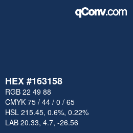 Color code: HEX #163158 | qconv.com