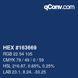 カラーコード: HEX #163669 | qconv.com