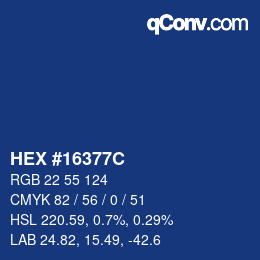 Farbcode: HEX #16377C | qconv.com