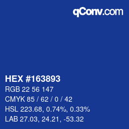 Color code: HEX #163893 | qconv.com