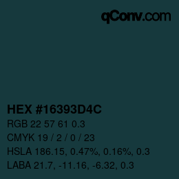 Farbcode: HEX #16393D4C | qconv.com