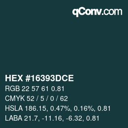 颜色代码: HEX #16393DCE | qconv.com
