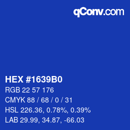 Color code: HEX #1639B0 | qconv.com