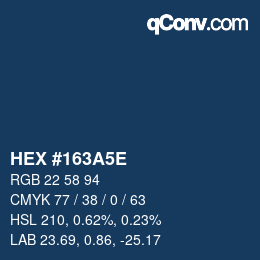 カラーコード: HEX #163A5E | qconv.com