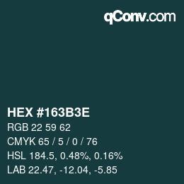 Color code: HEX #163B3E | qconv.com