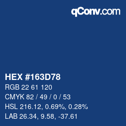 Color code: HEX #163D78 | qconv.com