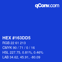 颜色代码: HEX #163DD5 | qconv.com
