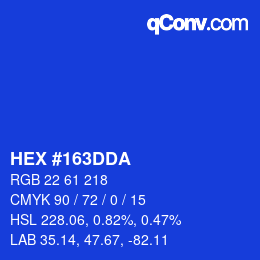 颜色代码: HEX #163DDA | qconv.com