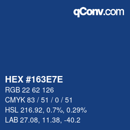 Color code: HEX #163E7E | qconv.com