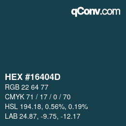 Color code: HEX #16404D | qconv.com