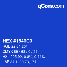 カラーコード: HEX #1640C9 | qconv.com