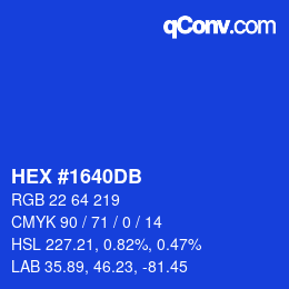 颜色代码: HEX #1640DB | qconv.com