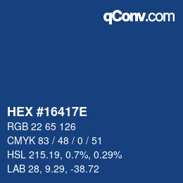 Color code: HEX #16417E | qconv.com