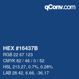 Color code: HEX #16437B | qconv.com