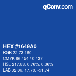 カラーコード: HEX #1649A0 | qconv.com