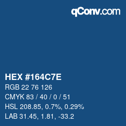 カラーコード: HEX #164C7E | qconv.com
