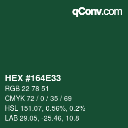 カラーコード: HEX #164E33 | qconv.com