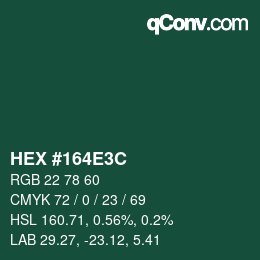 Color code: HEX #164E3C | qconv.com