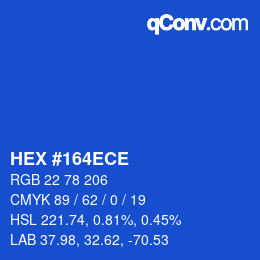 Farbcode: HEX #164ECE | qconv.com