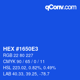 カラーコード: HEX #1650E3 | qconv.com