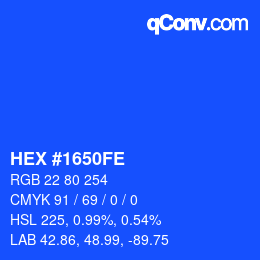 Color code: HEX #1650FE | qconv.com