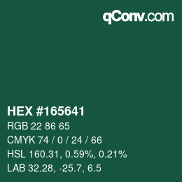 Color code: HEX #165641 | qconv.com