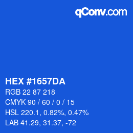 颜色代码: HEX #1657DA | qconv.com