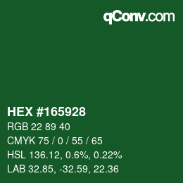 Farbcode: HEX #165928 | qconv.com