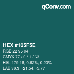 Color code: HEX #165F5E | qconv.com