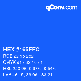 カラーコード: HEX #165FFC | qconv.com