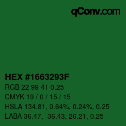 Farbcode: HEX #1663293F | qconv.com