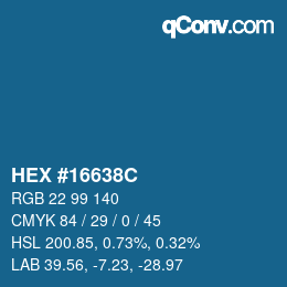 Color code: HEX #16638C | qconv.com