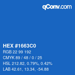 Farbcode: HEX #1663C0 | qconv.com